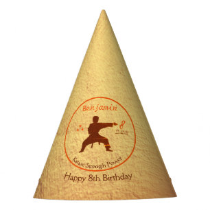 Modern Cool Boy Martial Arts 8th Karate Birthday Party Hat