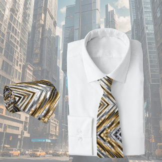 Modern, cool, chic, silver and gold stripe pattern tie