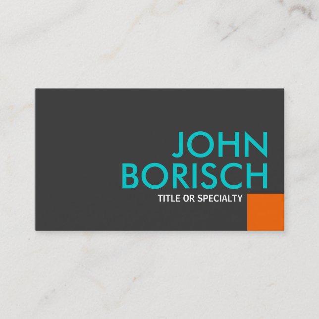 Modern Cool Colours Orange Turquoise Business Card (Front)