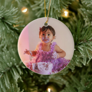 Modern Cool Custom Photo Birthday Ceramic Ornament