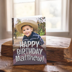 Modern Cool Custom Photo Birthday Greeting Card