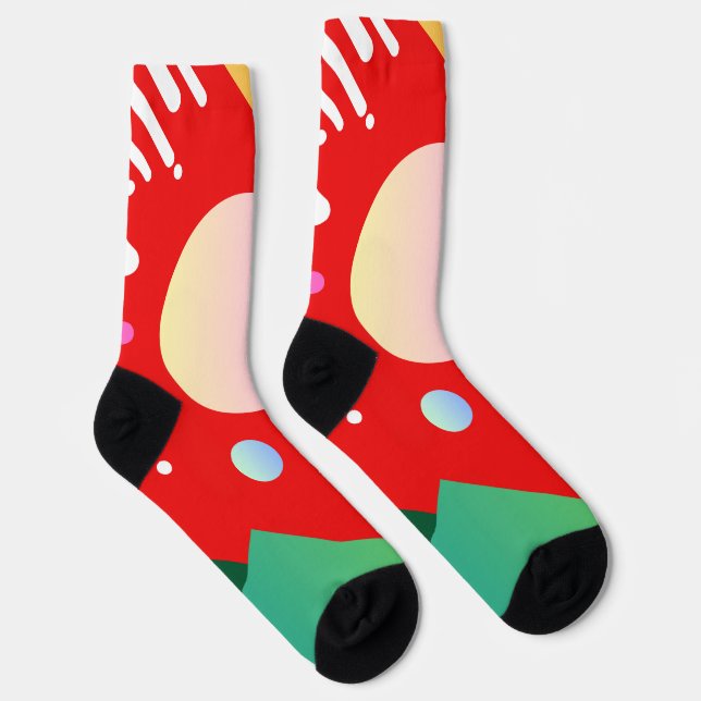 Modern cool cute vibrant geometric background red socks (Right)