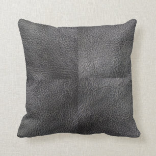 Modern cool dark grey leather print pattern throw pillow