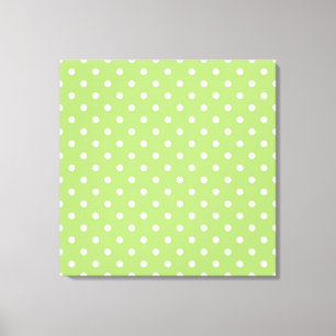 Modern, cool digital art, lime green polka dots. canvas print