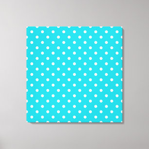 Modern, cool digital art, teal polka dots. canvas print