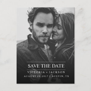 MODERN COOL ELEGANT PHOTO SAVE THE DATE ANNOUNCEMENT POSTCARD