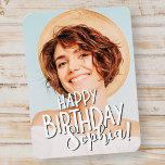 Modern Cool Fun Custom Photo Birthday Greeting Magnet<br><div class="desc">Design is modern and simple. Add a custom photo of the birthday celebrant and add his/her name.</div>