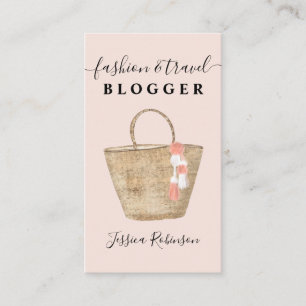 Modern cool girly bag script fashion blogger pink business card