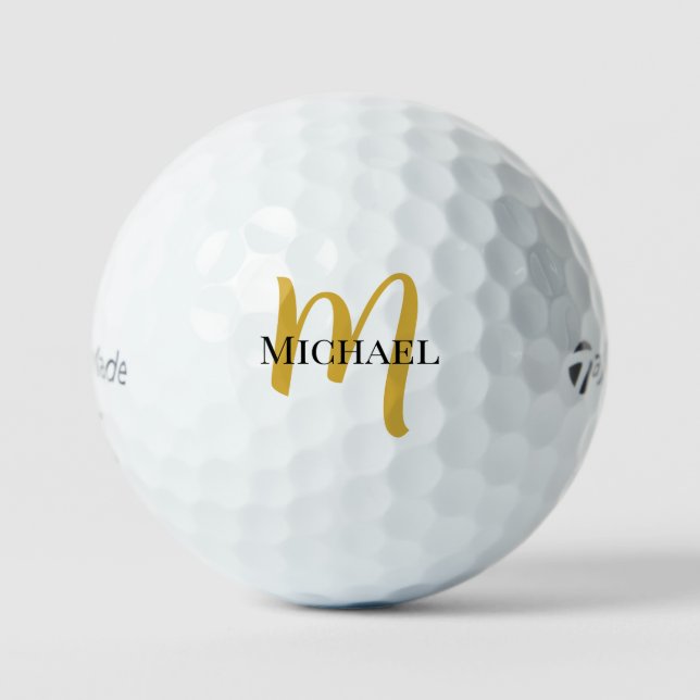 Modern Cool Gold Monogram Taylor Made TP5 3 Pack Golf Balls (Front)