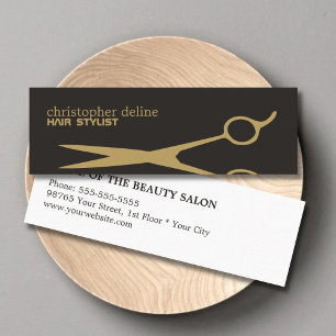 Modern Cool Gold Scissor Dark Grey Hair Stylist Mini Business Card