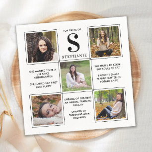 Modern Cool Graduate Fun Facts Unique 5 Photo Napkin