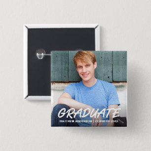 Modern Cool Graduation Announcement Photo 2 Inch Square Button