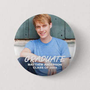 Modern Cool Graduation Announcement Photo Round 2 Inch Round Button