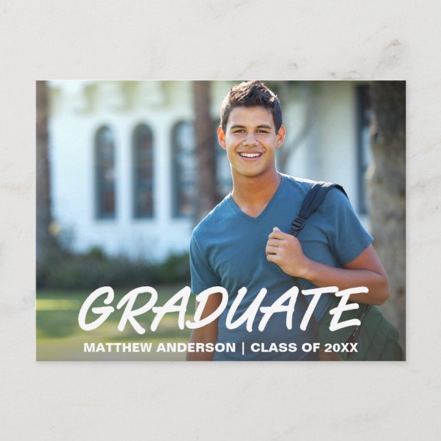 Modern Cool Graduation Announcement Photo W (Front)