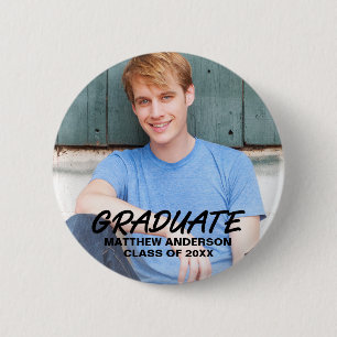 Modern Cool Graduation Photo Announcement Round 2 Inch Round Button