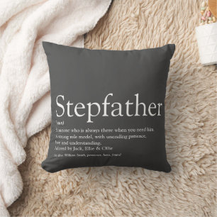 Modern Cool Grey Fun Stepfather Stepdad Quote Throw Pillow