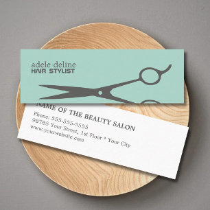Modern Cool Grey Scissor Blue Hair Stylist Mini Business Card