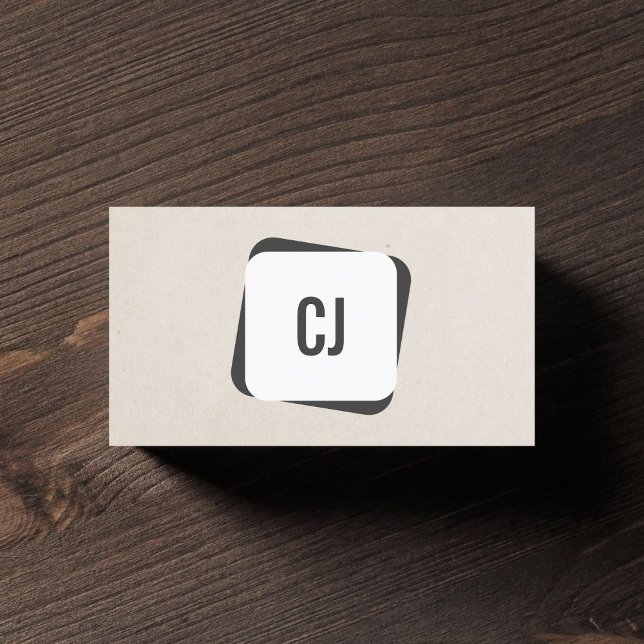 Modern Cool Grey White Monogram Consultant Business Card (Creator Uploaded)