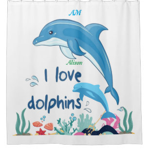 Modern  Cool I Love Dolphins Quotes Name Monogram 