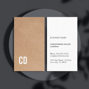 Modern Cool Kraft Paper Brown Monogram Consultant Business Card