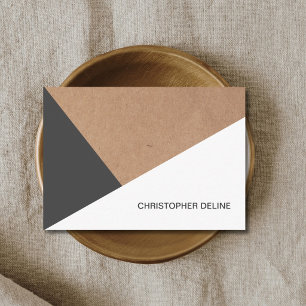 Modern Cool Kraft Paper Grey White Geometric Business Card