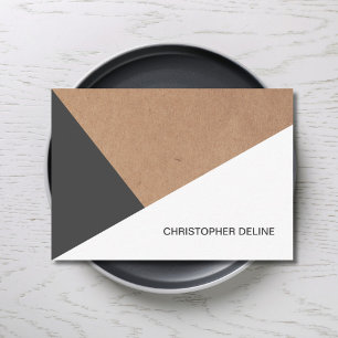Modern Cool Kraft Paper Grey White Geometric Business Card
