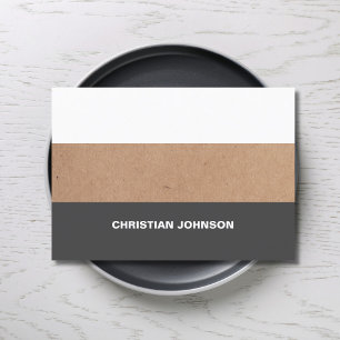 Modern Cool Kraft Paper Grey White Stripes Business Card
