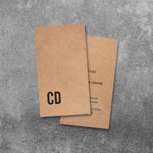 Modern Cool Kraft Paper(printed) Black Monogram Business Card