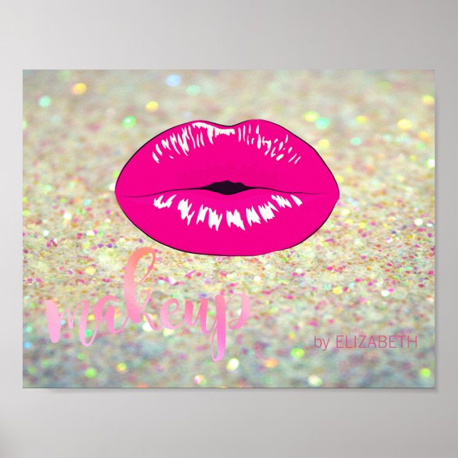 Modern Cool Lips ,Glitter  Makeup artist Poster (Front)