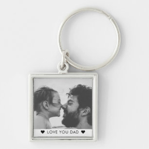 Modern Cool LOVE YOU DAD Father's Day Photo Keychain