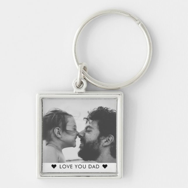 Modern Cool LOVE YOU DAD Father's Day Photo Keychain (Front)