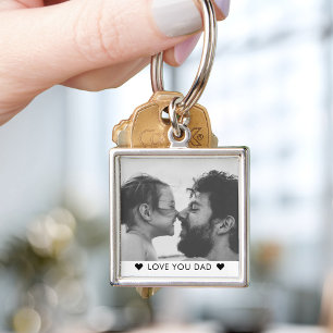 Modern Cool LOVE YOU DAD Father's Day Photo Keychain