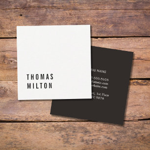 Modern Cool Minimal Black and White Consultant Square Business Card