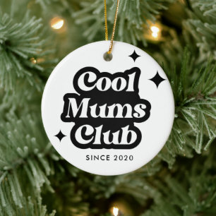 Modern Cool moms club Retro Vintage Groovy Ceramic Ornament