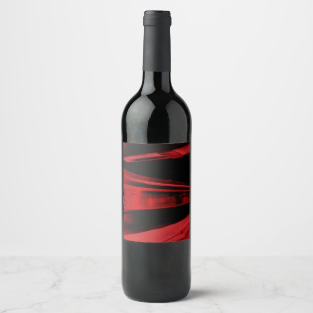 Modern, cool motion concept in red and black wine label (Front)