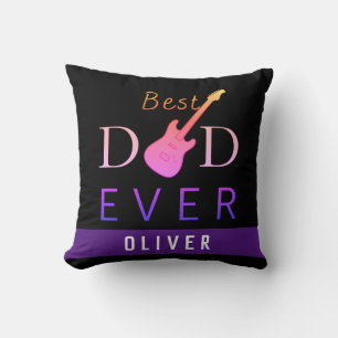 Modern Cool Music Guitar Best Dad Ever Fathers Day Throw Pillow