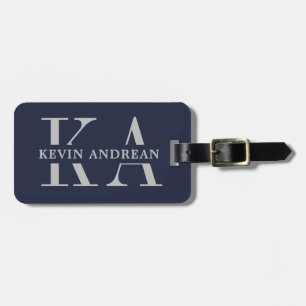 Modern Cool Navy Blue Monogram Luggage Tag