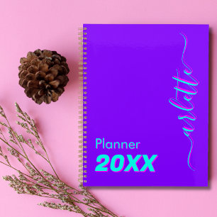 Modern Cool Neon Indigo Weekly and Monthly 2025 Planner