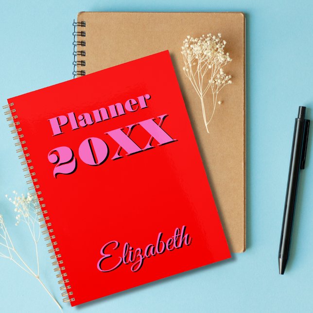 Modern Cool Neon Red Pink Weekly and Monthly 2026 Planner (Creator Uploaded)