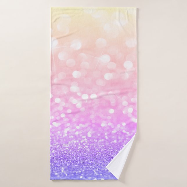 Modern Cool Ombre Glitter Bokeh Bath Towel Set (Bath Towel)