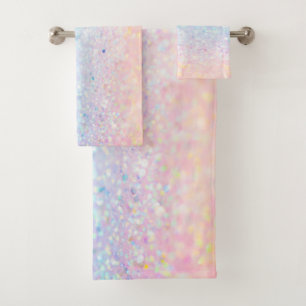 Modern Cool Ombre Glitter Bokeh Bath Towel Set