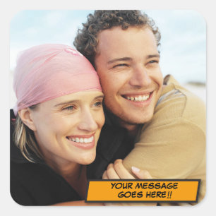 Modern Cool Personalized Photo Square Sticker