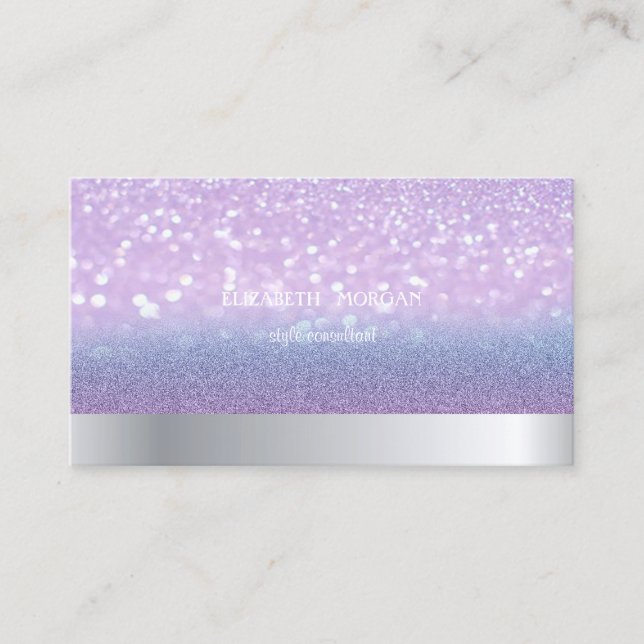 Modern Cool Professional Glitter Bokeh Ombre Business Card (Front)