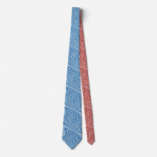 Modern Cool Red/Blue White Grey Curvy Line Pattern Tie
