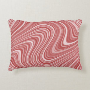 Modern Cool Red White Grey Curvy Line Pattern Decorative Pillow