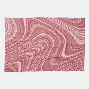 Modern Cool Red White Silver Grey Curvy Lines Kitchen Towel