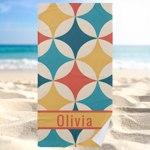 Modern Cool Retro Vintage Girly Beach Towel