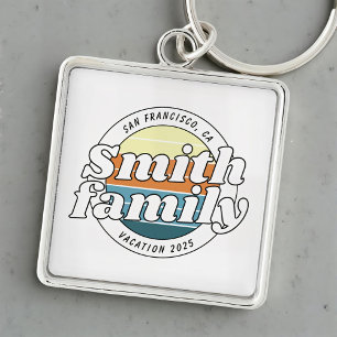 Modern Cool Simple Colourful Family Vacation Keychain