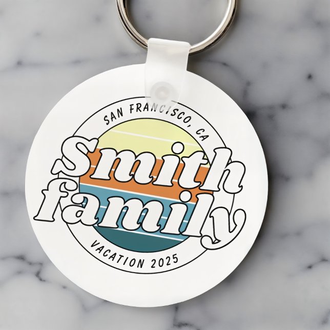 Modern Cool Simple Colourful Family Vacation Keychain (Creator Uploaded)