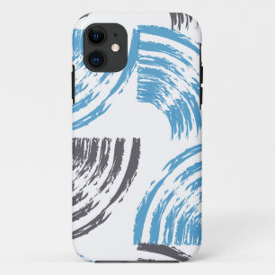 Modern, cool, trendy blue abstract brush strokes iPhone 11 case